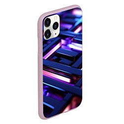 Чехол iPhone 11 Pro матовый Фиолетовые неоновые конструкции, цвет: 3D-розовый — фото 2