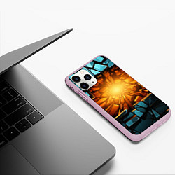 Чехол iPhone 11 Pro матовый Геометрическая огненная яма иллюзия, цвет: 3D-розовый — фото 2