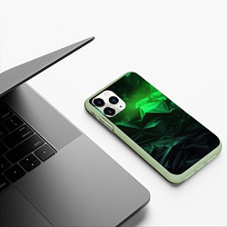 Чехол iPhone 11 Pro матовый Глубина зеленого абстракции, цвет: 3D-салатовый — фото 2