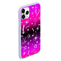 Чехол iPhone 11 Pro матовый Тату Лил Пипа на фиолетовом, цвет: 3D-светло-сиреневый — фото 2