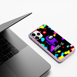 Чехол iPhone 11 Pro матовый Among us blink neon, цвет: 3D-розовый — фото 2