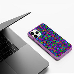 Чехол iPhone 11 Pro матовый Multicolored stripes, цвет: 3D-фиолетовый — фото 2