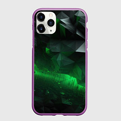 Чехол iPhone 11 Pro матовый Трехмерность зеленой фигуры, цвет: 3D-фиолетовый