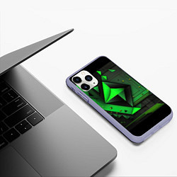 Чехол iPhone 11 Pro матовый Асимметричный узор зелени, цвет: 3D-светло-сиреневый — фото 2