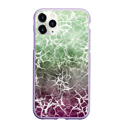 Чехол iPhone 11 Pro матовый Абстракция - spider web on purple-green background