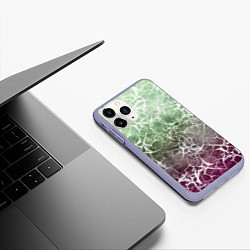Чехол iPhone 11 Pro матовый Абстракция - spider web on purple-green background, цвет: 3D-светло-сиреневый — фото 2