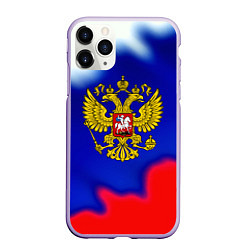 Чехол iPhone 11 Pro матовый Герб РФ триколор краски