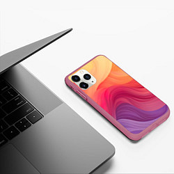 Чехол iPhone 11 Pro матовый Желтый красный фиолетовый градиент, цвет: 3D-малиновый — фото 2