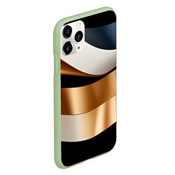 Чехол iPhone 11 Pro матовый Золотистые вставки абстракции, цвет: 3D-салатовый — фото 2