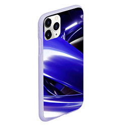 Чехол iPhone 11 Pro матовый Blue black abstract, цвет: 3D-светло-сиреневый — фото 2