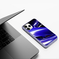 Чехол iPhone 11 Pro матовый Blue black abstract, цвет: 3D-светло-сиреневый — фото 2