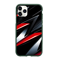 Чехол iPhone 11 Pro матовый Red black abstract, цвет: 3D-темно-зеленый