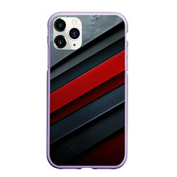 Чехол iPhone 11 Pro матовый Красные вставки на металлическом фоне, цвет: 3D-светло-сиреневый