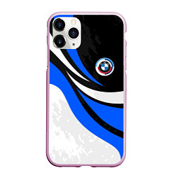 Чехол iPhone 11 Pro матовый BMW - синяя абстракция, цвет: 3D-розовый