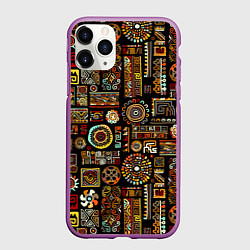Чехол iPhone 11 Pro матовый Африканский этнический орнамент, цвет: 3D-фиолетовый