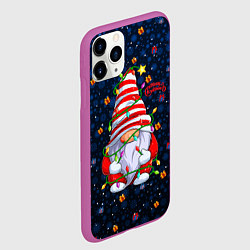 Чехол iPhone 11 Pro матовый Гном с гирляндой, цвет: 3D-фиолетовый — фото 2