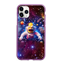 Чехол iPhone 11 Pro матовый Homer Simpson in space - ai art