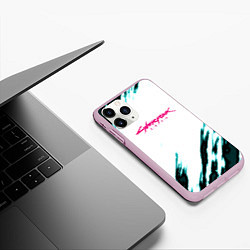 Чехол iPhone 11 Pro матовый Cyberpunk2077 stripes, цвет: 3D-розовый — фото 2