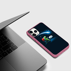 Чехол iPhone 11 Pro матовый Новогодний ти рекс, цвет: 3D-малиновый — фото 2
