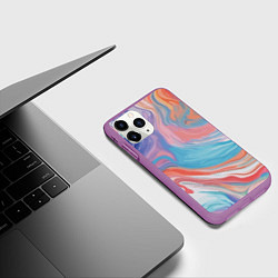 Чехол iPhone 11 Pro матовый Цветной вихрь, цвет: 3D-фиолетовый — фото 2
