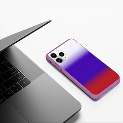 Чехол iPhone 11 Pro матовый Градиент российского флаг, цвет: 3D-фиолетовый — фото 2