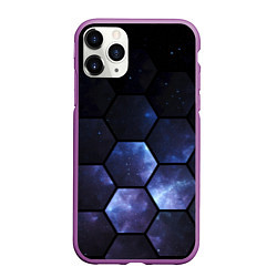 Чехол iPhone 11 Pro матовый Космические соты - геометрия, цвет: 3D-фиолетовый