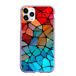 Чехол iPhone 11 Pro матовый Красно-синяя витражная мозаика, цвет: 3D-светло-сиреневый