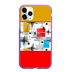 Чехол iPhone 11 Pro матовый Узор красного горчичного цвета, цвет: 3D-фиолетовый