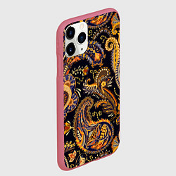 Чехол iPhone 11 Pro матовый Индийские узоры пейсли, цвет: 3D-малиновый — фото 2