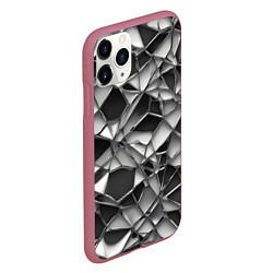 Чехол iPhone 11 Pro матовый Чёрно-белая сетка, цвет: 3D-малиновый — фото 2