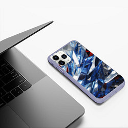 Чехол iPhone 11 Pro матовый Абстрактные осколки стеклянных кристалов, цвет: 3D-светло-сиреневый — фото 2