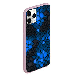 Чехол iPhone 11 Pro матовый Синий трескающийся камень, цвет: 3D-розовый — фото 2