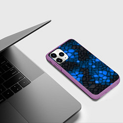 Чехол iPhone 11 Pro матовый Синий трескающийся камень, цвет: 3D-фиолетовый — фото 2