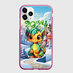 Чехол iPhone 11 Pro матовый Крошечный дракон зимы, цвет: 3D-малиновый