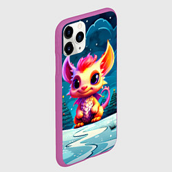 Чехол iPhone 11 Pro матовый Маленький пушистый дракошка, цвет: 3D-фиолетовый — фото 2