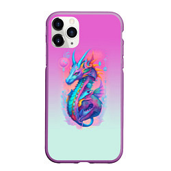 Чехол iPhone 11 Pro матовый Funny dragon - ai art, цвет: 3D-фиолетовый