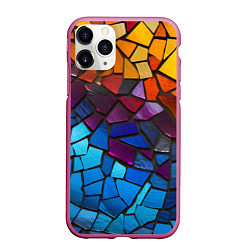 Чехол iPhone 11 Pro матовый Мозаика витражная, цвет: 3D-малиновый