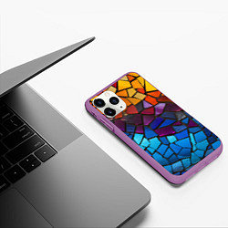 Чехол iPhone 11 Pro матовый Мозаика витражная, цвет: 3D-фиолетовый — фото 2