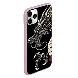 Чехол iPhone 11 Pro матовый Japanese dragon - irezumi - art, цвет: 3D-розовый — фото 2