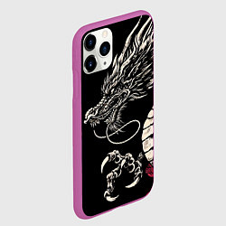 Чехол iPhone 11 Pro матовый Japanese dragon - irezumi - art, цвет: 3D-фиолетовый — фото 2