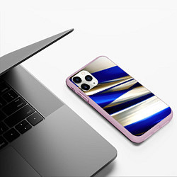 Чехол iPhone 11 Pro матовый Blue white abstract, цвет: 3D-розовый — фото 2