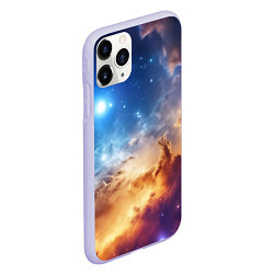 Чехол iPhone 11 Pro матовый Оранжевая небула космос, цвет: 3D-светло-сиреневый — фото 2