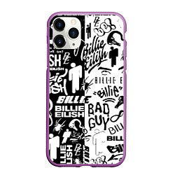 Чехол iPhone 11 Pro матовый Billie Eilish чернобелые битва лого, цвет: 3D-фиолетовый