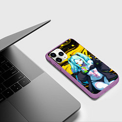 Чехол iPhone 11 Pro матовый Ребекка и Киберпанк, цвет: 3D-фиолетовый — фото 2