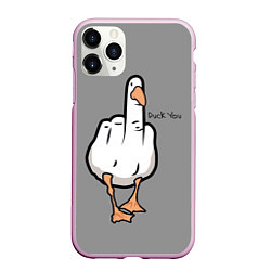 Чехол iPhone 11 Pro матовый Duck you, цвет: 3D-розовый