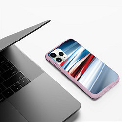 Чехол iPhone 11 Pro матовый Белая синяя красная абстракция, цвет: 3D-розовый — фото 2