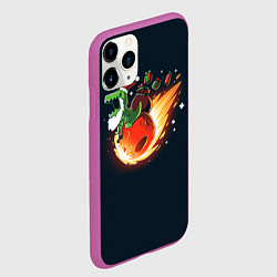 Чехол iPhone 11 Pro матовый Дино-санта на метеорите, цвет: 3D-фиолетовый — фото 2