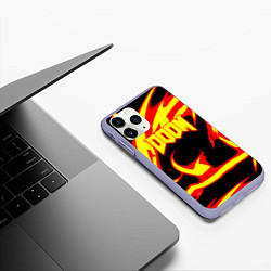 Чехол iPhone 11 Pro матовый Doom eternal fire storm, цвет: 3D-светло-сиреневый — фото 2