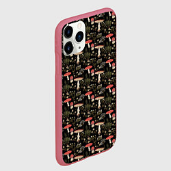 Чехол iPhone 11 Pro матовый Goblincore - мухоморы, цвет: 3D-малиновый — фото 2