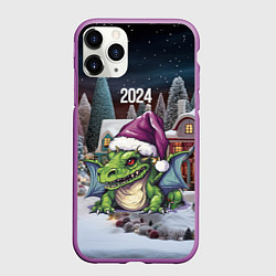 Чехол iPhone 11 Pro матовый Дракоша 2024, цвет: 3D-фиолетовый